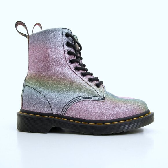EUC Dr. Martens 1460 Pascal Rainbow Glitter Lace Up Boots in Multicolors Size 6 - Picture 3 of 16